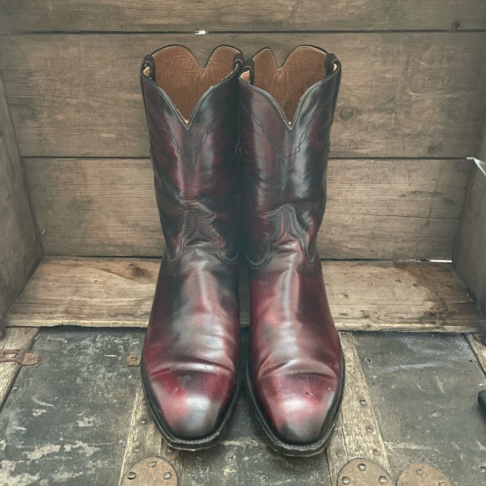 RARE Lucchese All Leather Western Roper Cowboy Boots Mens Size 12D